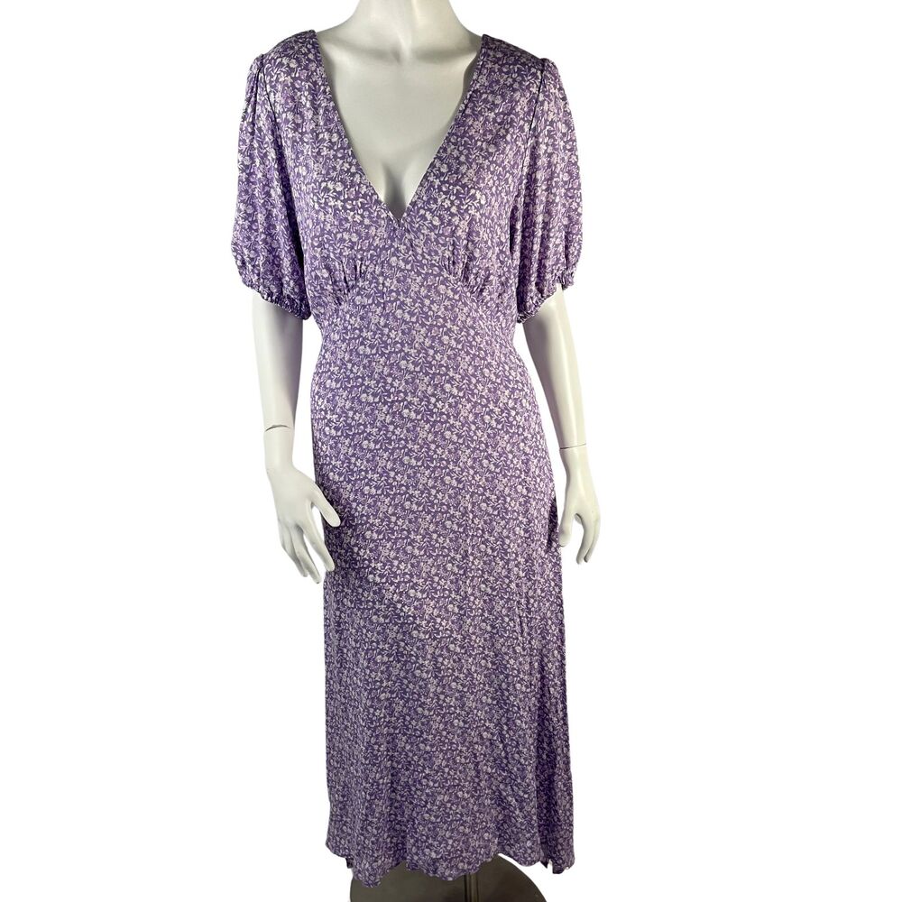 Kivari Tie Back Puff Sleeves Midi Dress XXL /16 Cottage Femenine Ditzy Floral